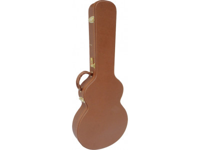 Catfish Form- Koffer für ES335® E-Gitarre, braun mit gewölbtem Deckel, Innen rosa, wie beim Original, mit Staub-Decke