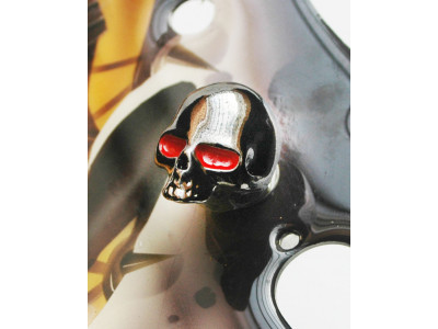 Qparts Potiknopf Skull 2 Bloodshot, black-chrome, face up